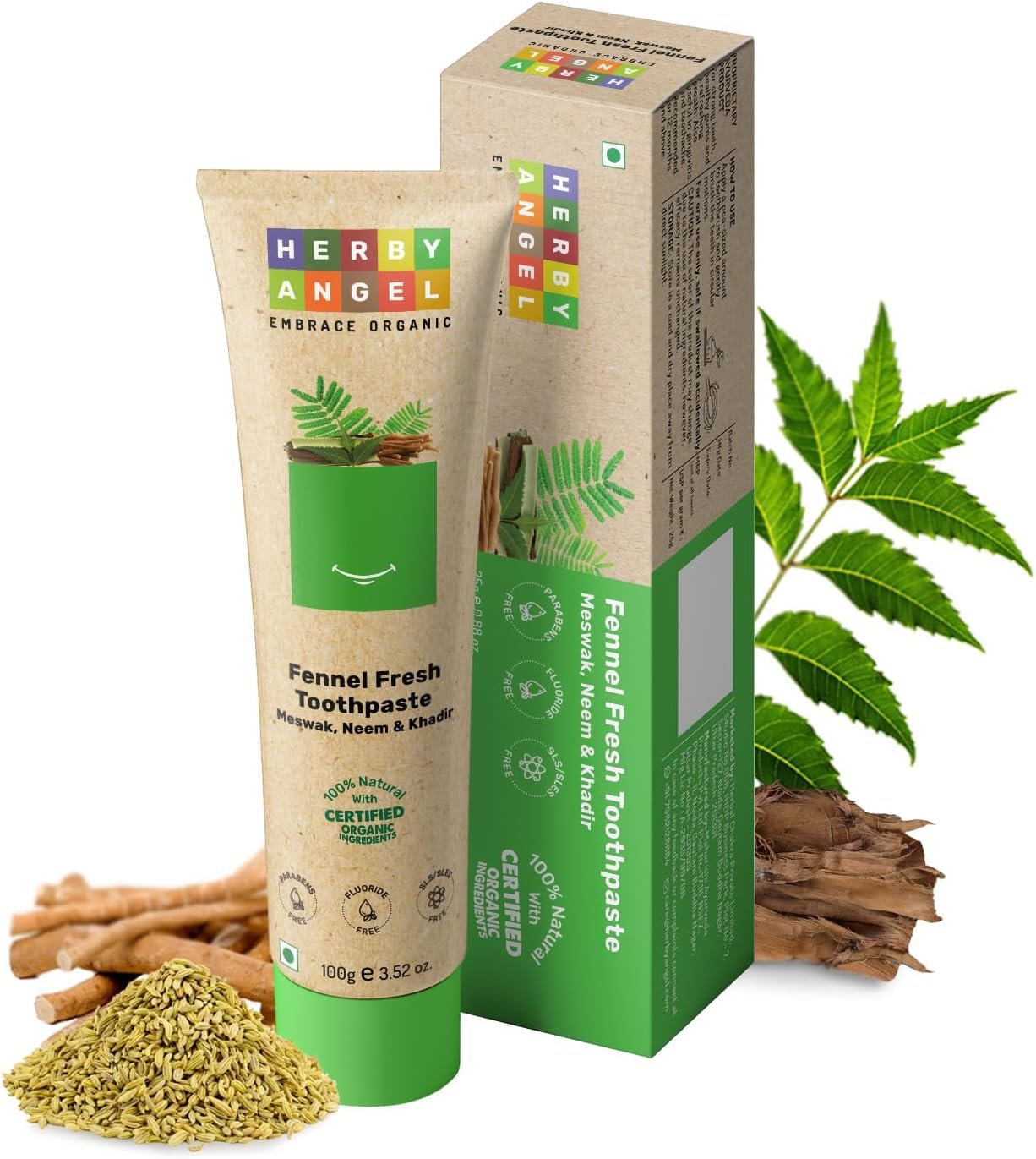 Fennel Fresh Baby & Kids Toothpaste, Fluoride Free, 100g | Supports Healthy Gums & Cavity Protection, Natural Ingredients, Safe if Swallowed, SLS & Paraben Free, Ages 1-12 Years