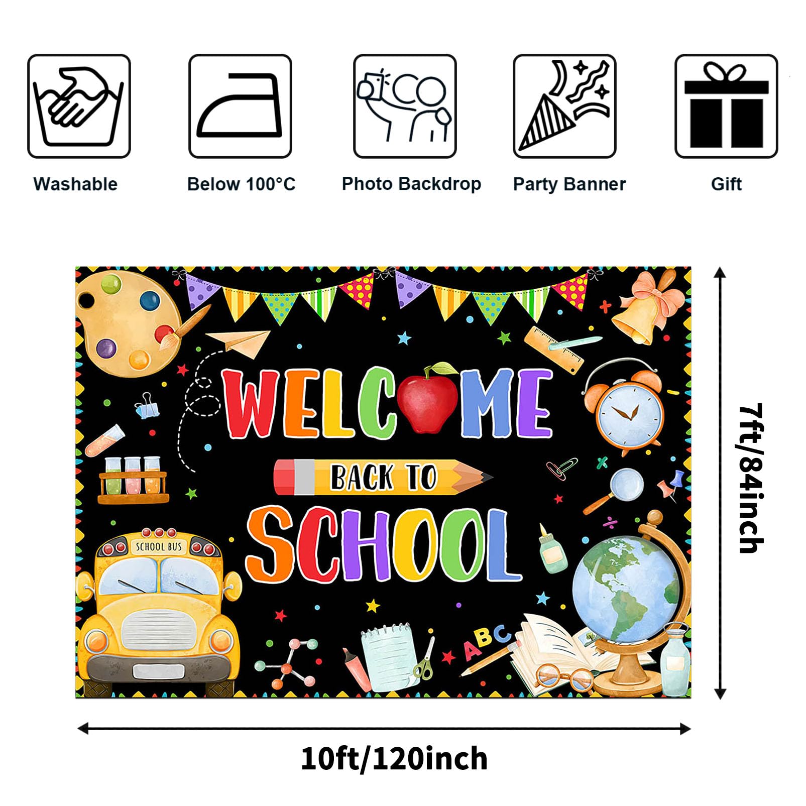 Avezano "Welcome Back To School" Banner - 6ft X 3.6ft Photo Backdrop For Classroom & First Day Decor