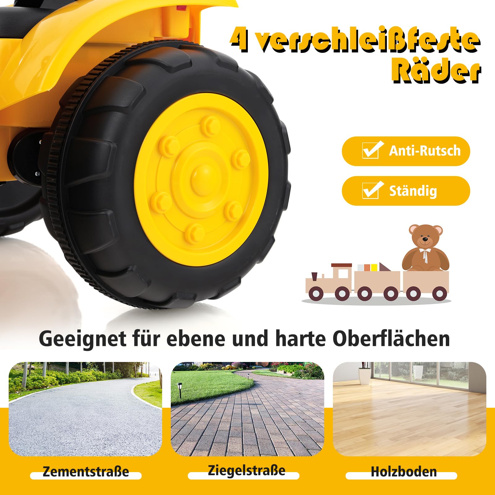 GOPLUS Cargador eléctrico de 12 V con pala, vehículo infantil con mando a distancia, faros, música y claxon, vehículo de construcción con función de arranque lento y ruedas antideslizantes para niños
