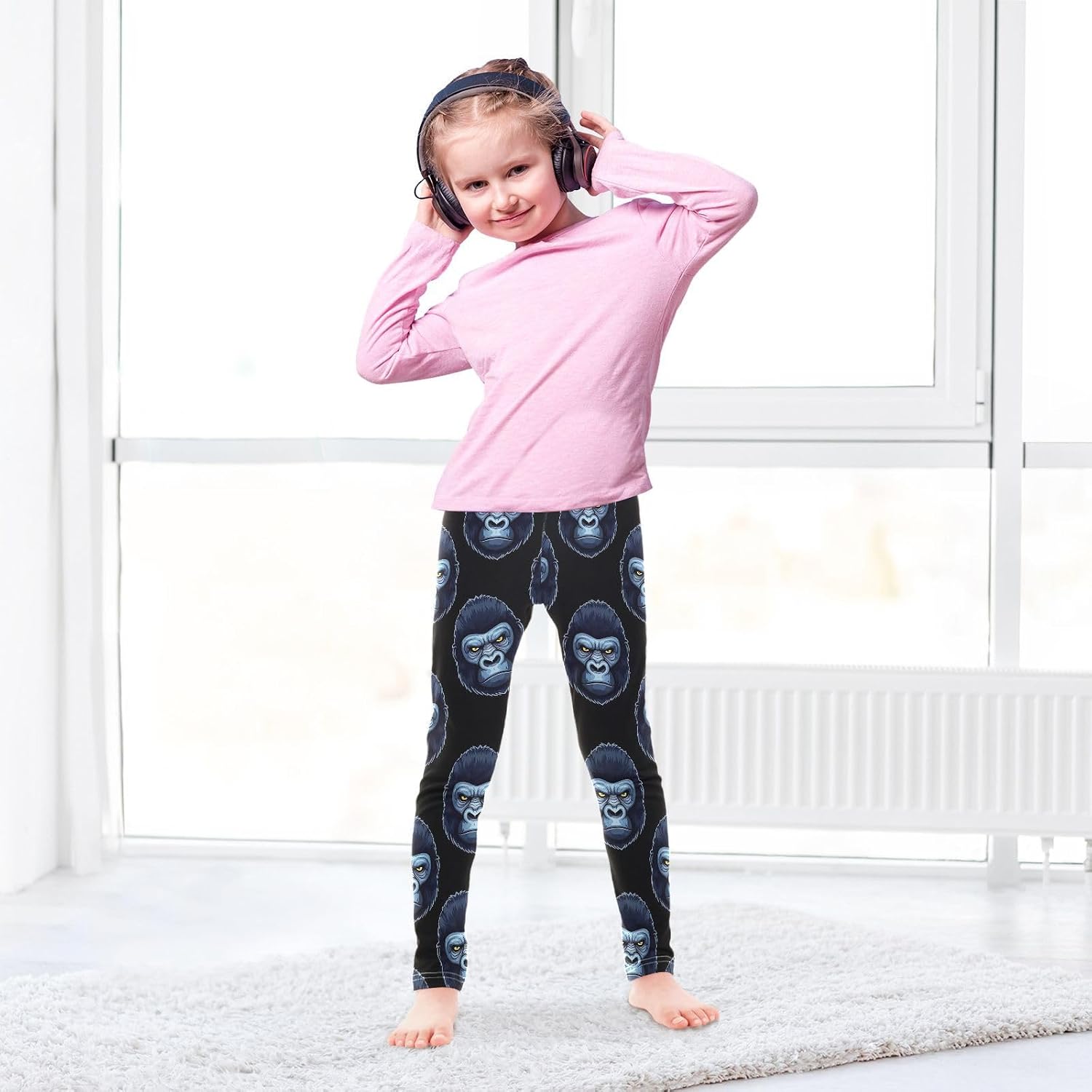 Dance Leggings for Girls Gorilla Head