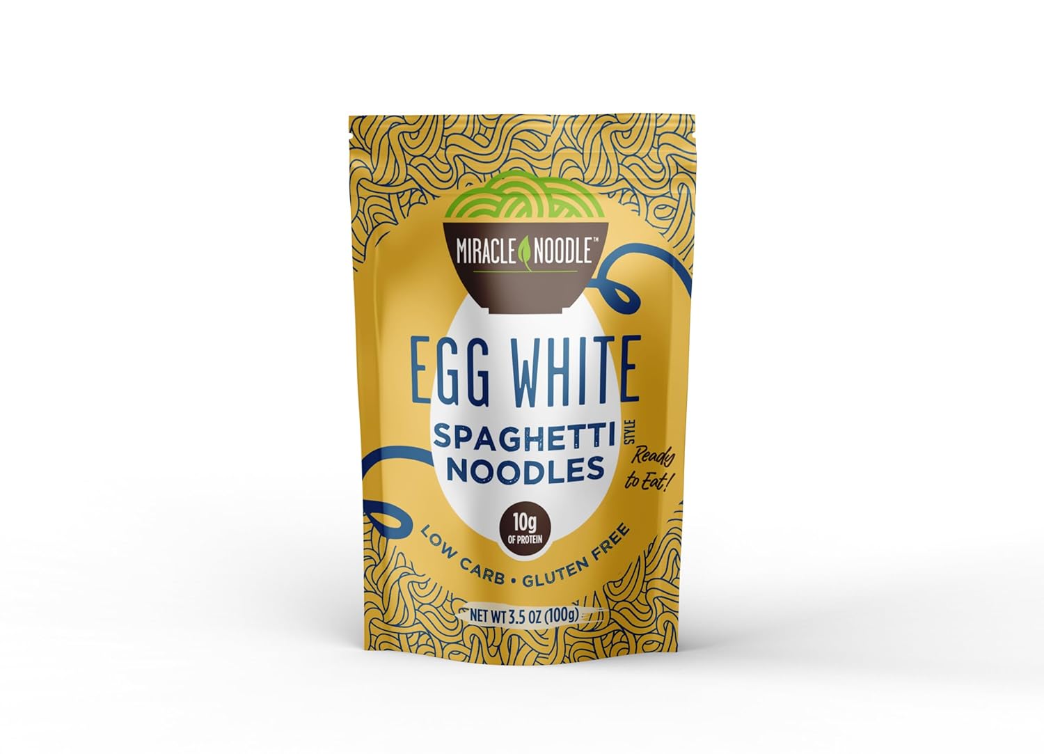 Miracle Noodle Egg White Spaghetti Pasta, 3.5 Oz (Pack of 6), Ready to Eat Egg White Noodles, 10g Protein, 45 Calories, 1g Net Carbs Per Serving, High Protein, Keto, Gluten-Free
