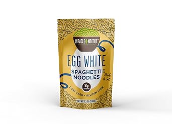 Miracle Noodle Egg White Spaghetti Pasta, 3.5 Oz (Pack of 6), Ready to Eat Egg White Noodles, 10g Protein, 45 Calories, 1g Net Carbs Per Serving, High Protein, Keto, Gluten-Free | Ready to Eat Egg White Noodles, 10g Protein, 45 Calories, 1g Net Carbs Per Serving, High Protein, Keto, Gluten-Free
