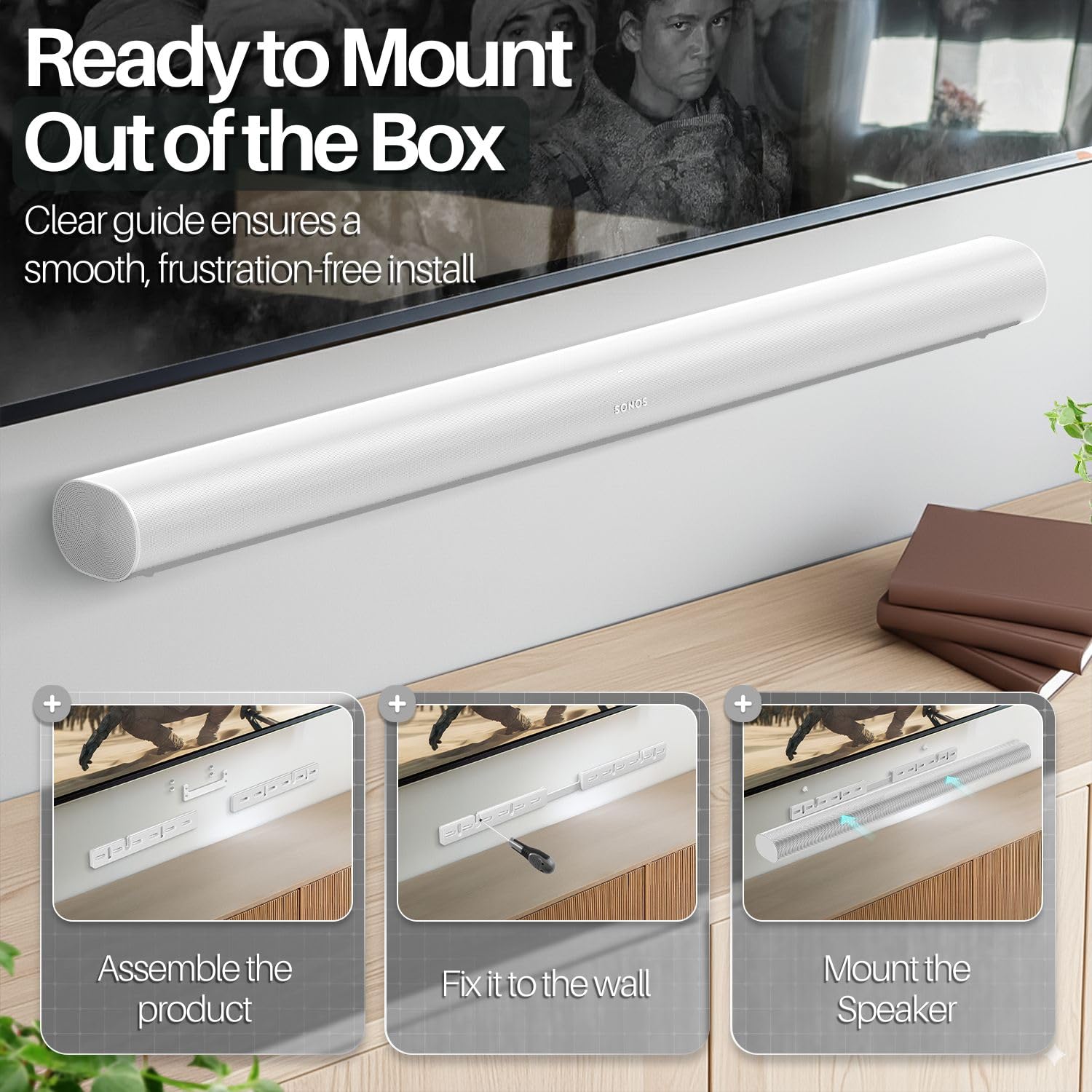 TNP Support mural compatible avec barres de son Sonos Arc et Arc Ultra Blanc