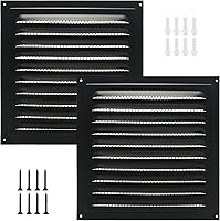 TVKJHG 2-Pack 6x6" Black Aluminum Attic Soffit Wall Vents with Insect Screen - Durable Louver Grilles for Shed Garage Home Ventilation