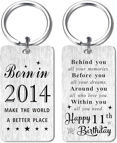 Gezxin Regalos de feliz cumpleaños para mujeres y hombres, llavero de acero personalizado para cumpleaños, haz del mundo un lugar mejor