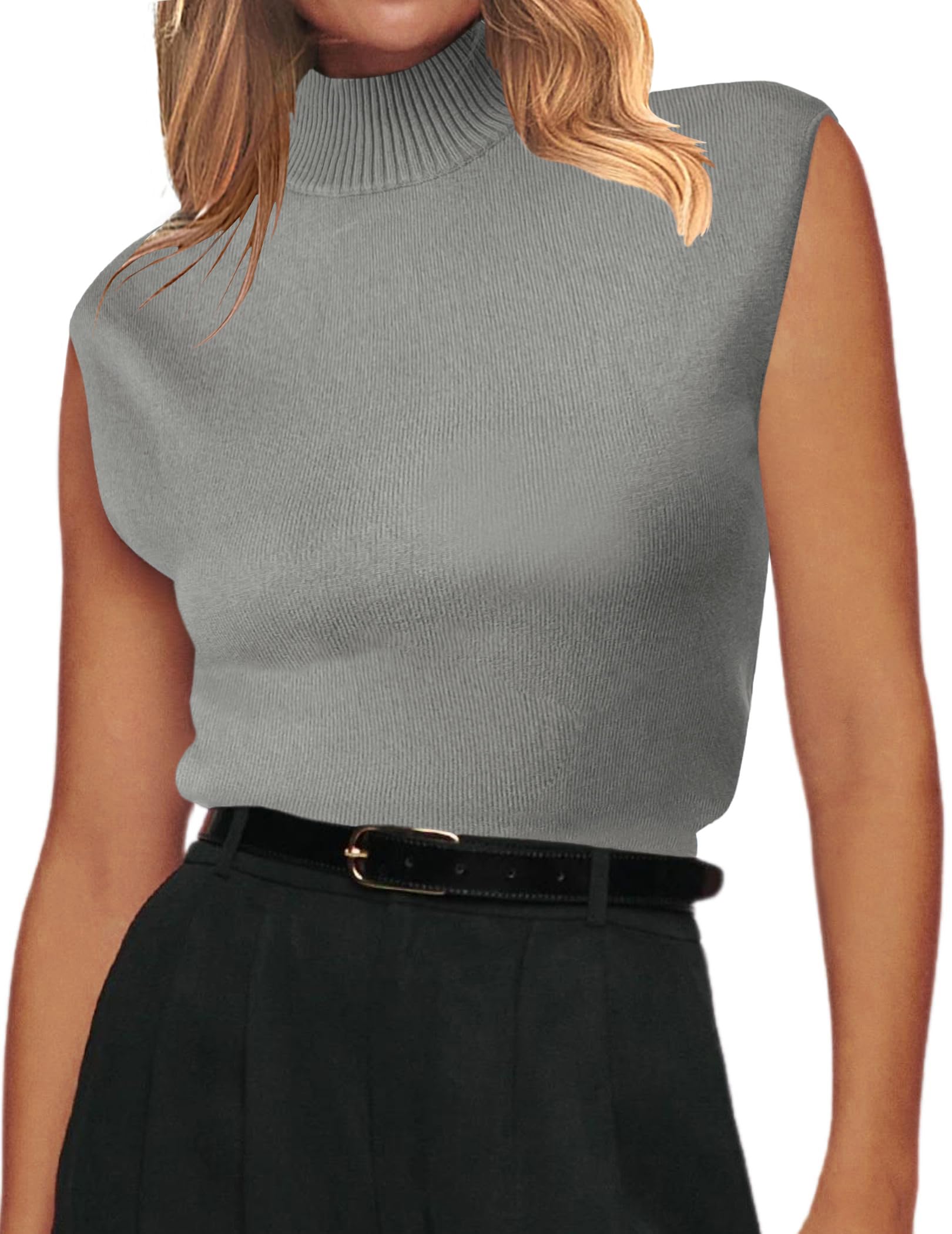 Zeagoo Womens 2026 Mock Turtle Neck Sweater Vest Sleeveless Knit Pullover Tank Tops Casual Trendy Slim Fitted Tops