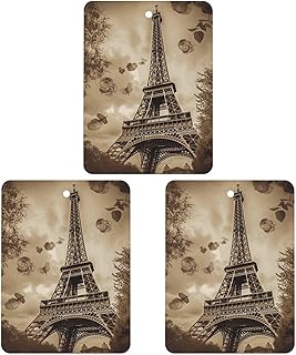 Car Air Fresheners Set of 3 Hanging Air Freshener Paris Eiffel Tower Car Aromatherapy Tablets Hanging Fragrance Scented Cards for Rearview Mirror Wardrobe Shoe Cabinet Square White