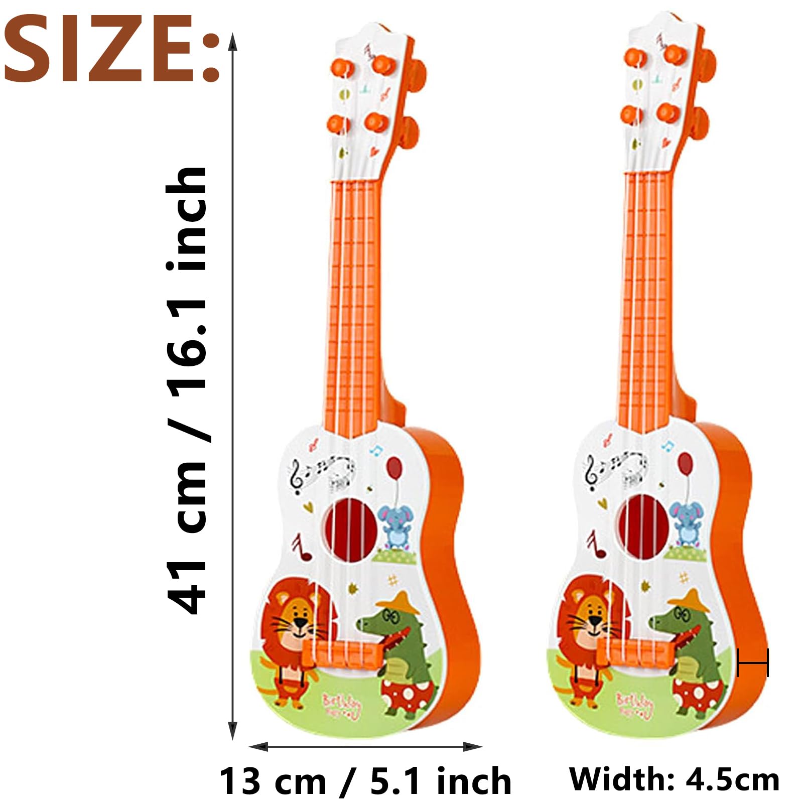 41 cm Gitara Zabawka, Ukulele dla dzieci, gitara dla dzieci, mini gitara dla dzieci, muzyka zabawki edukacyjne, gitara dla dzieci z 4 regulowanymi strunami, dla początkujących, dziewcząt, chłopców