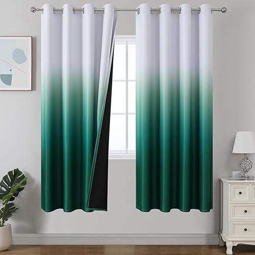 Miniatura 51 de Estelar Textiler Cortinas Opacas con Degradado para Sala de Estar de 84 Pulgadas de Largo, Cortinas de Ojales Ombré con Aislamiento Térmico de Gris