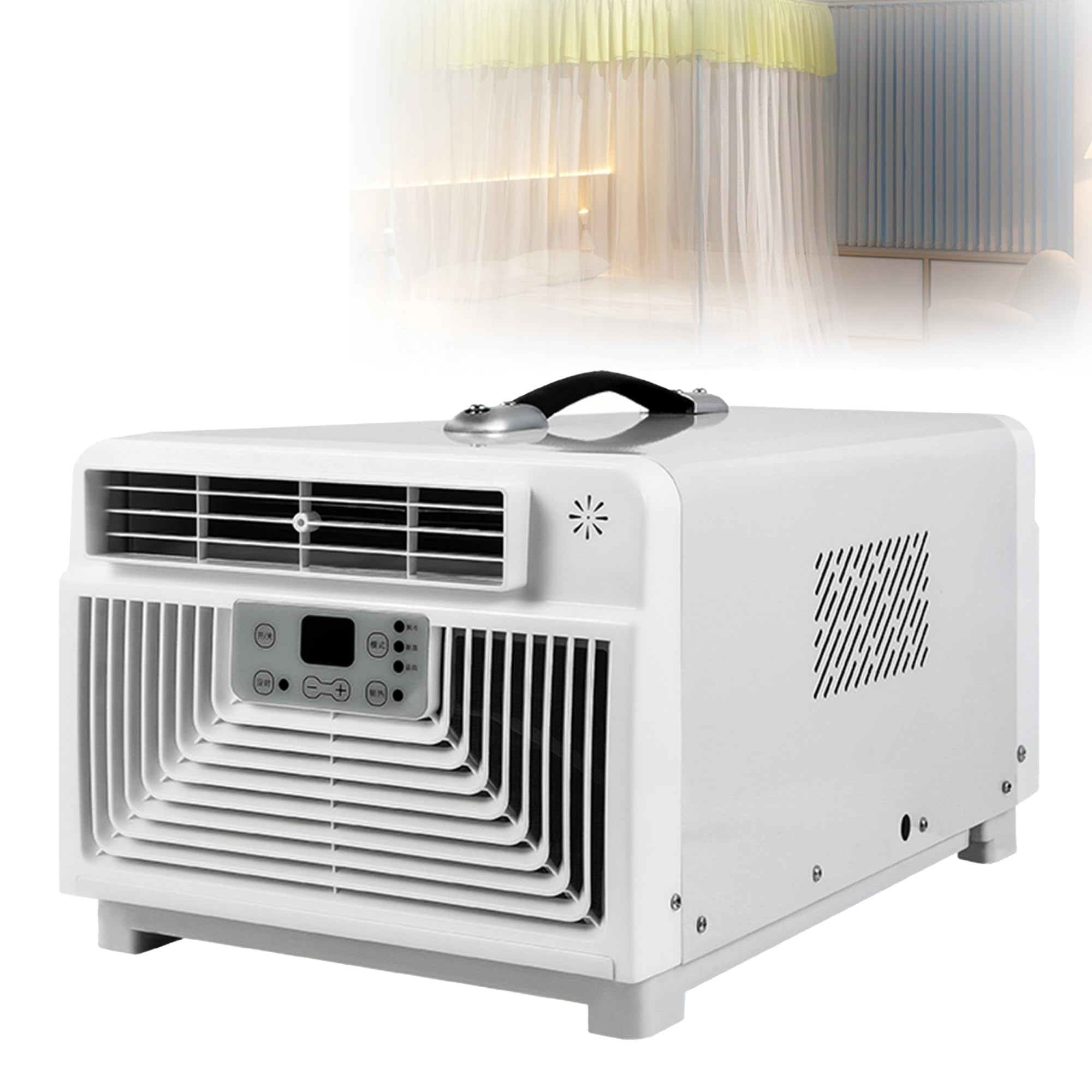 300W Low Power Portable Air Conditioner for Camping – 3400 BTU High-Efficiency Compressor AC Unit, 12H Timer, Smart LED Panel & Remote, No-Drain Compact Cooler for Off-Grid RV, Tent