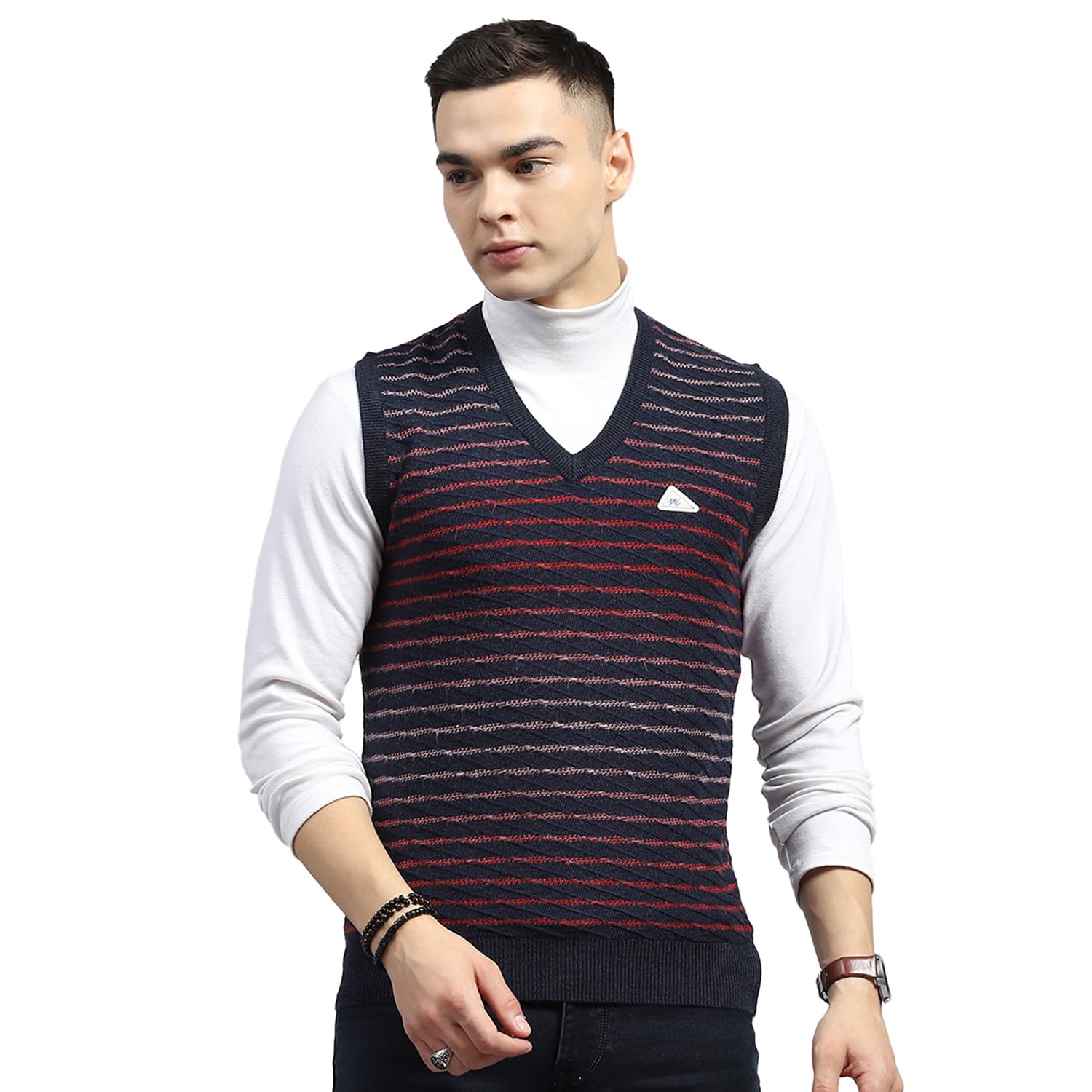 monte carlo Mens Self Design V Neck Sleeveless Sweater (1239286SL)-picture-22