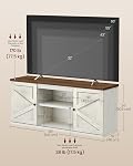 VASAGLE Ferme TV Pour les téléviseurs jusqu'à 65 Inches, Centre de divertissement avec armoires de rangement et portes coulissantes Barn, Table de console pour le salon, blanc rustique et brun miel ULTV535W01