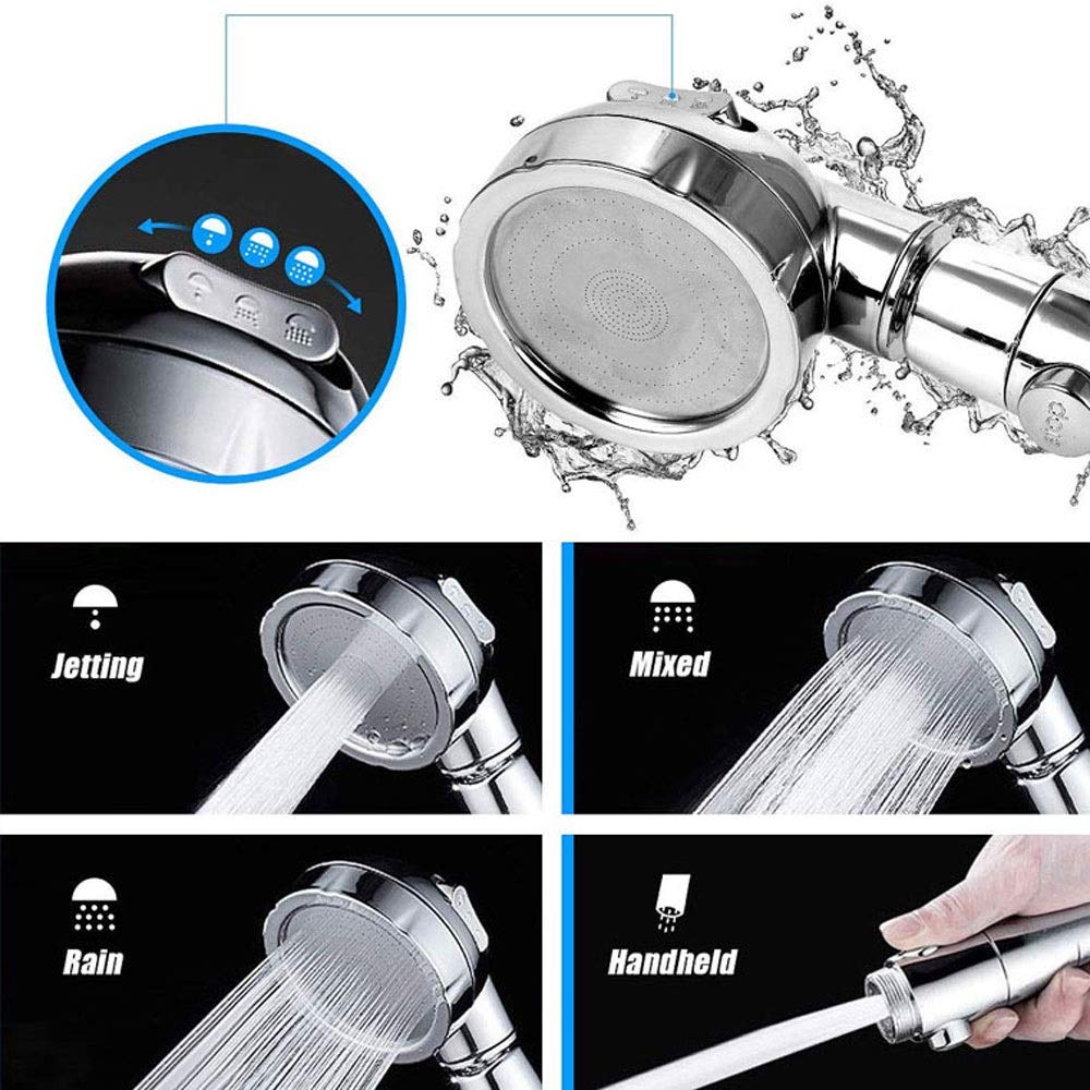Handbrausen, Hochdruck-Handbrause mit G1/2-Schlauch und Halterung, 360°-Winkel, verstellbar, wassersparender Duschkopf, Badezimmer-Duschzubehör mit Ein/Aus