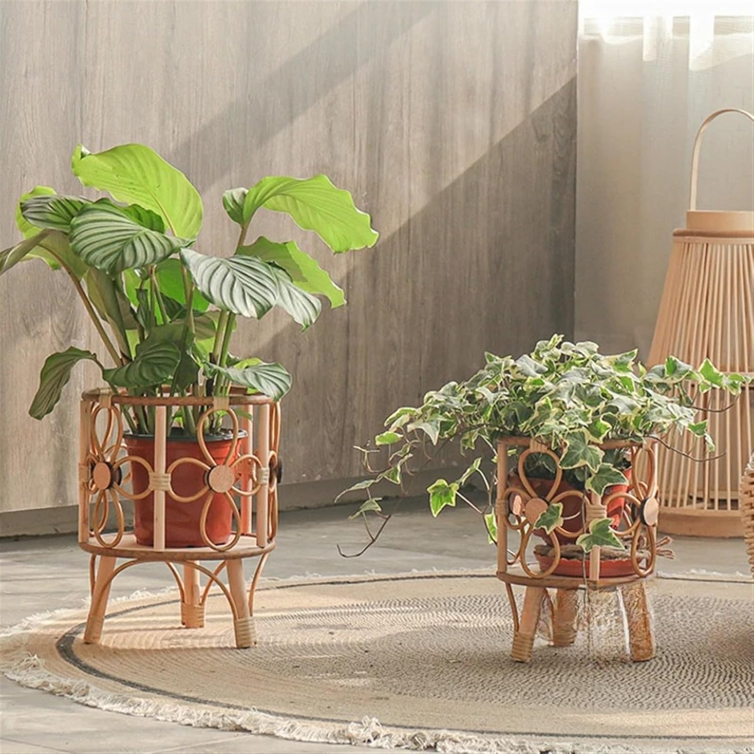 Plant Support Plant Pots Living Room Floor Shelves for Plants Balcony Decoration Flower Stand Versatile Scenes Wooden Stand Indoor Outdoor Plant Holder (L)