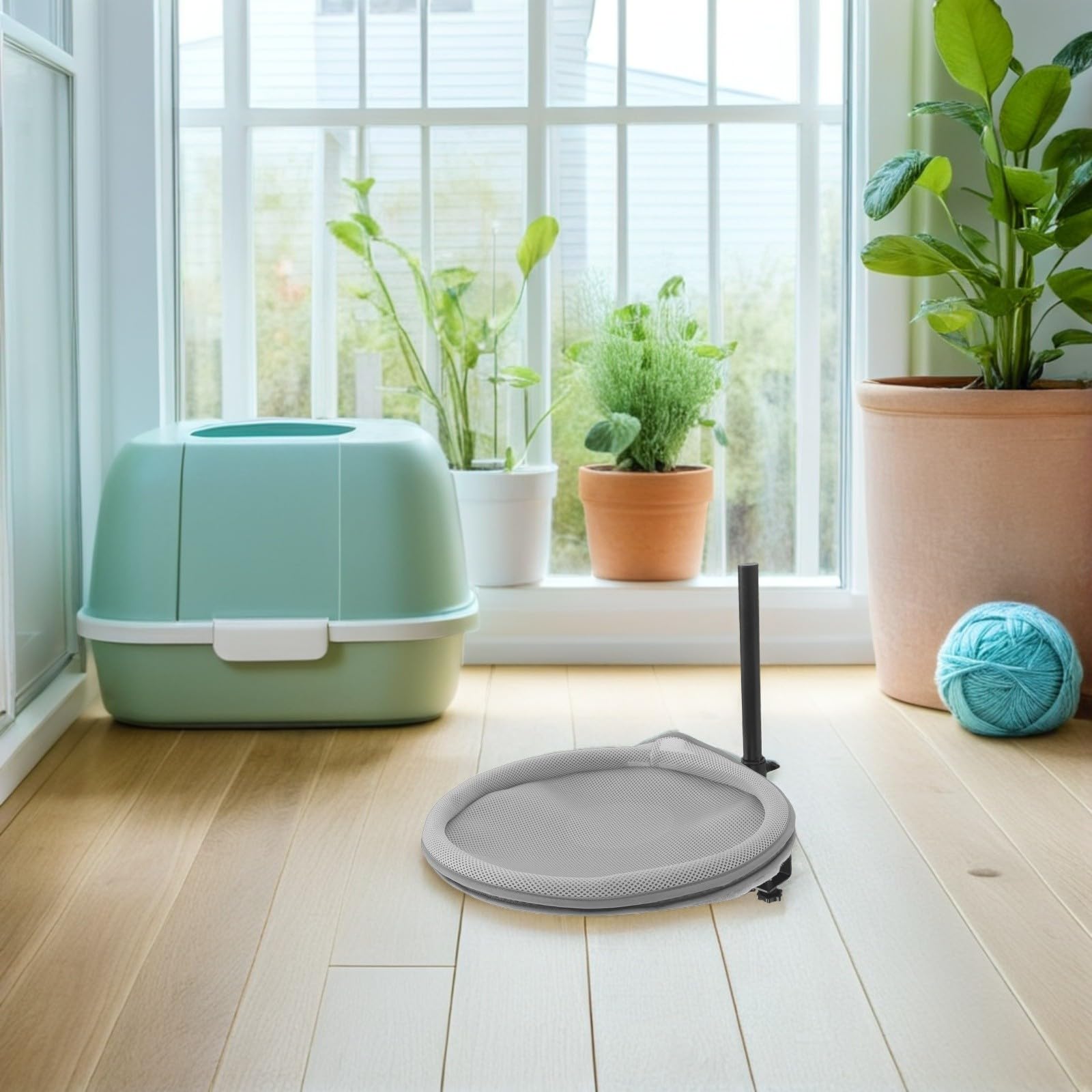 DOITOOL Lit pour Chat de Bureau Rotatif 360°, Hauteur Réglable, Métal