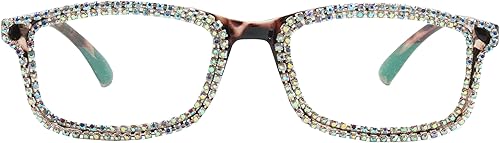 Miniatura 5 de willochra 2 gafas de lectura con diamantes de imitación para mujer, cuadrados, con bloqueo de luz azul, gafas de computadora