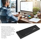 Klawiatura Mechaniczna RGB, Układ 108 Klawiszy, Przełącznik Liniowy, 3 Tryby Połączenia, Bezprzewodowa Klawiatura do Gier RGB z Kolorowym Przełącznikiem, Efekty świetlne