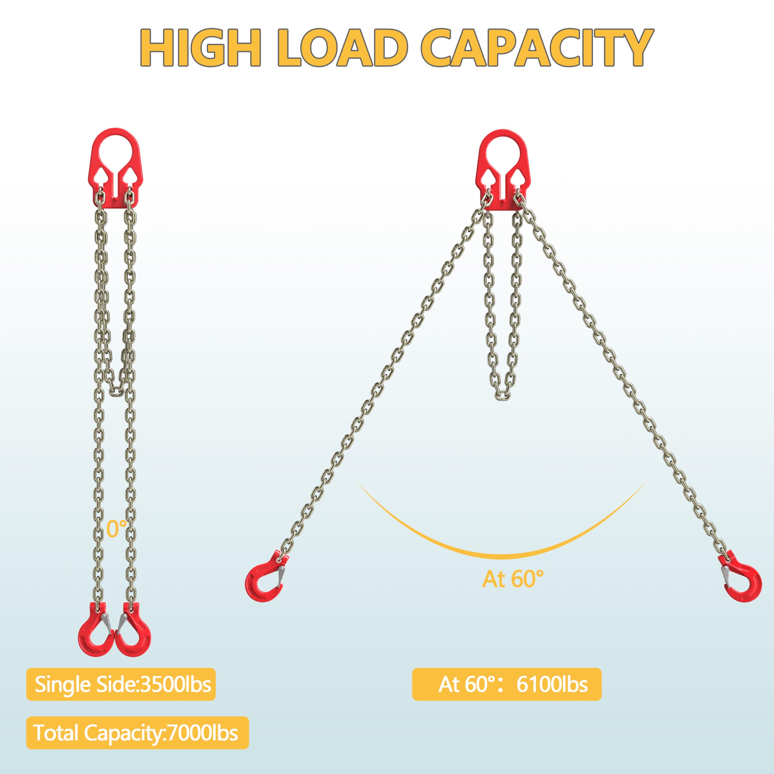 Heavy Duty Lifting Chains - 10ft, 7000lb Capacity -7 Heavy Duty Lifting Chains - 10ft, 7000lb Capacity -7