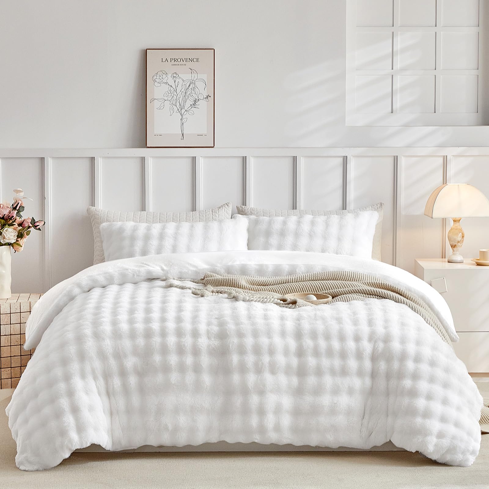 Tokokimo King Size Duvet Cover Sets Soft Warm Teddy Fleece Bedding, White — image 1