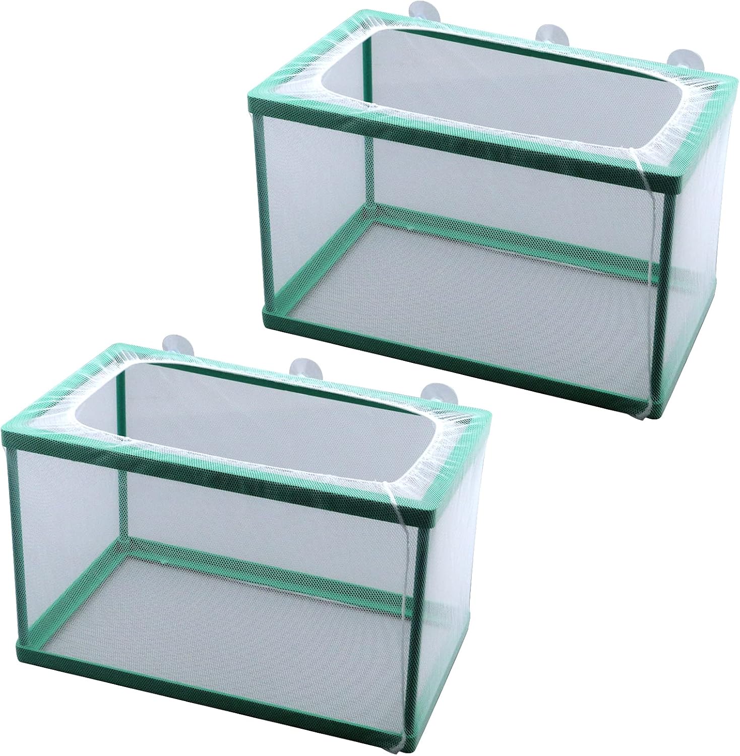 MY MIRONEY 10.43" x 6.02" x 6.42" Aquarium Fish Breeder Box Nylon Mesh Fish Isolation Box Green Plastic Frame Fish Tank Separation Fish…