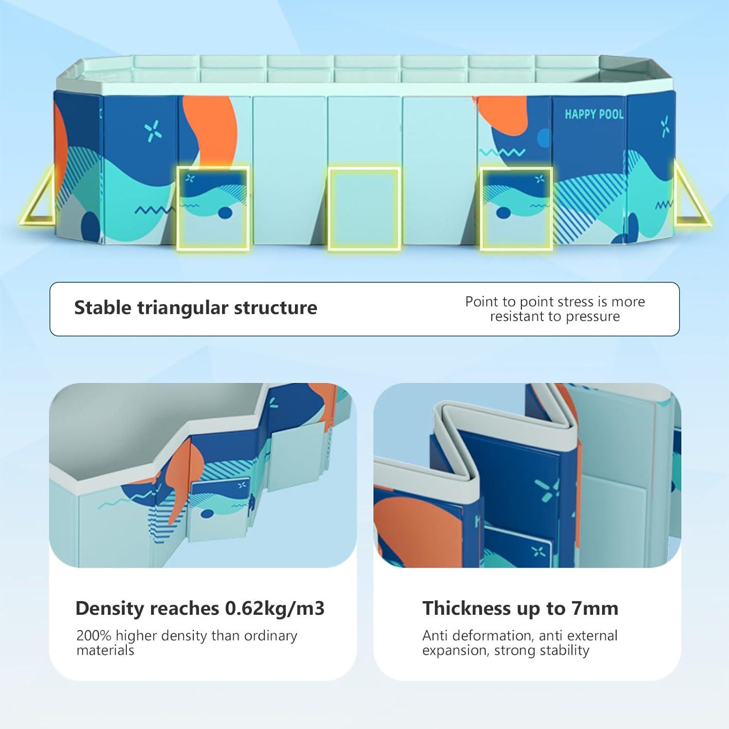 Large Foldable Paddling Pool for Kids & Adults – 1.85m Non-Inflatable Family Swimming Pool – Sturdy Hexagonal Design, Easy Setup & Storage – Outdoor & Indoor Use – Includes 10 Ocean Balls & Repair Pat