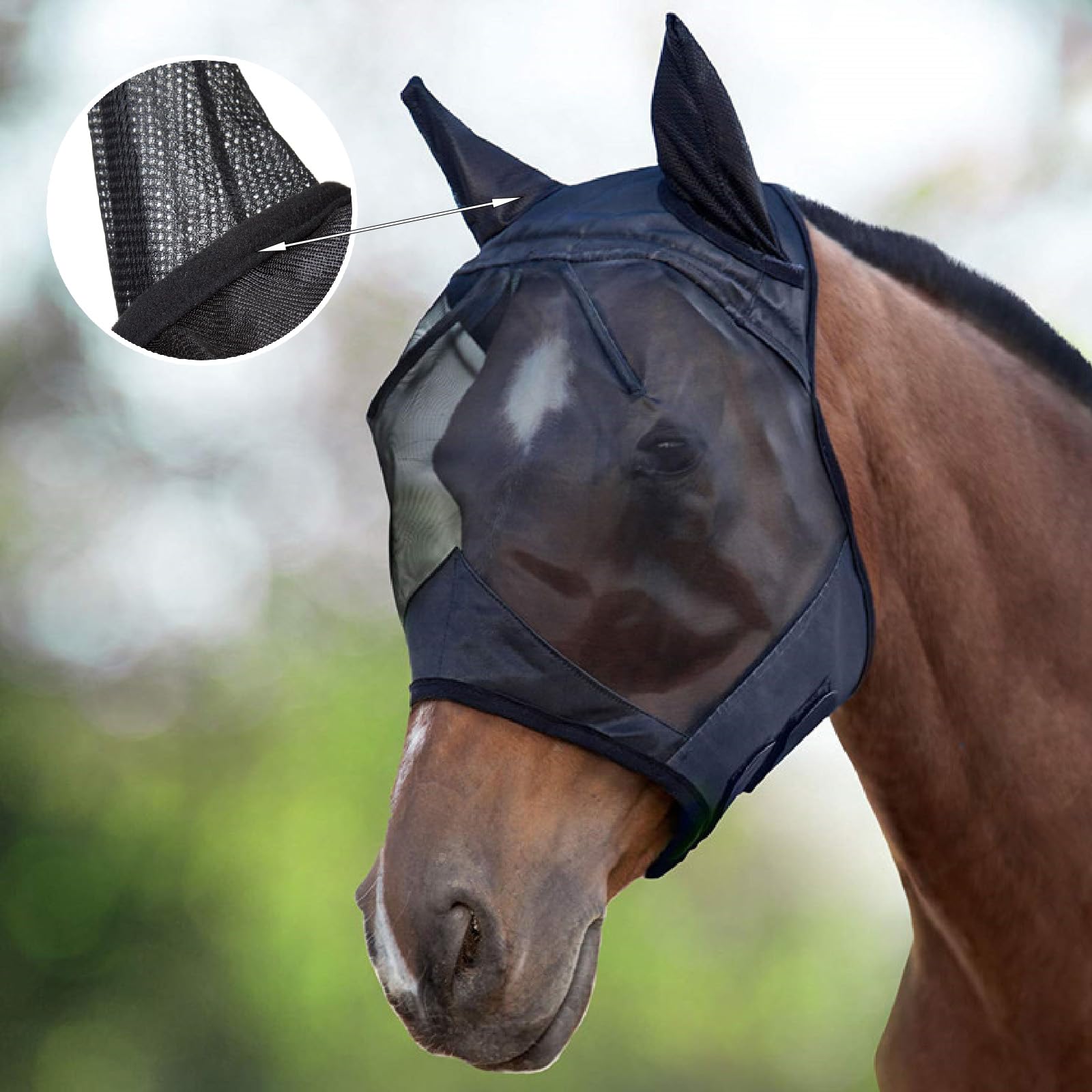 10 Stück Pferde-Fliegenmaske, anpassbare Gesichtsmasken für Pferde, super bequeme Fliegenmasken für Pferde mit verstellbarem UV-Schutz und Atmungsaktivität, für alle Arten von Pferden im Stall