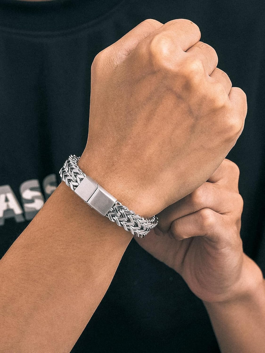 Richsteel Bracelets for Men 6mm/10mm/12mm Width Stainless Steel With Sturdy Clasp Franco Curb Chain Mens Bracelet 7.4/8.2/9 Inches Length - Image 2