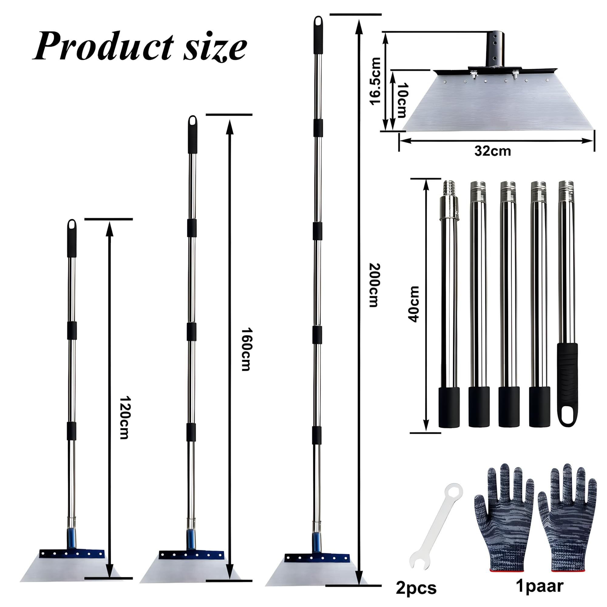 Pala Per Pulizia Giardino - Multiuso Con Manico Regolabile Da 235 Cm - Foto 6