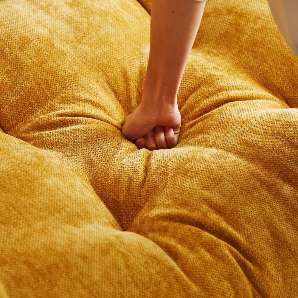 99.2" Cloud Couch Sofa for Living Room 3-Seater Oversized Couches with Thickened Armrests, Plush Chenille Fabric & Deep Seat Cushions Sofa, Modern Comfy Couches for Bedroom Office (Yellow)