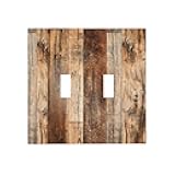 Spshian Light Switch Cover Rustic Brown Wood Vintage Plank 2 Gang Wall Plate Double Light Switch Plate Toggle Decorative Outlet Covers Electrical Switchplate for Farmhouse Cabin Home Decor