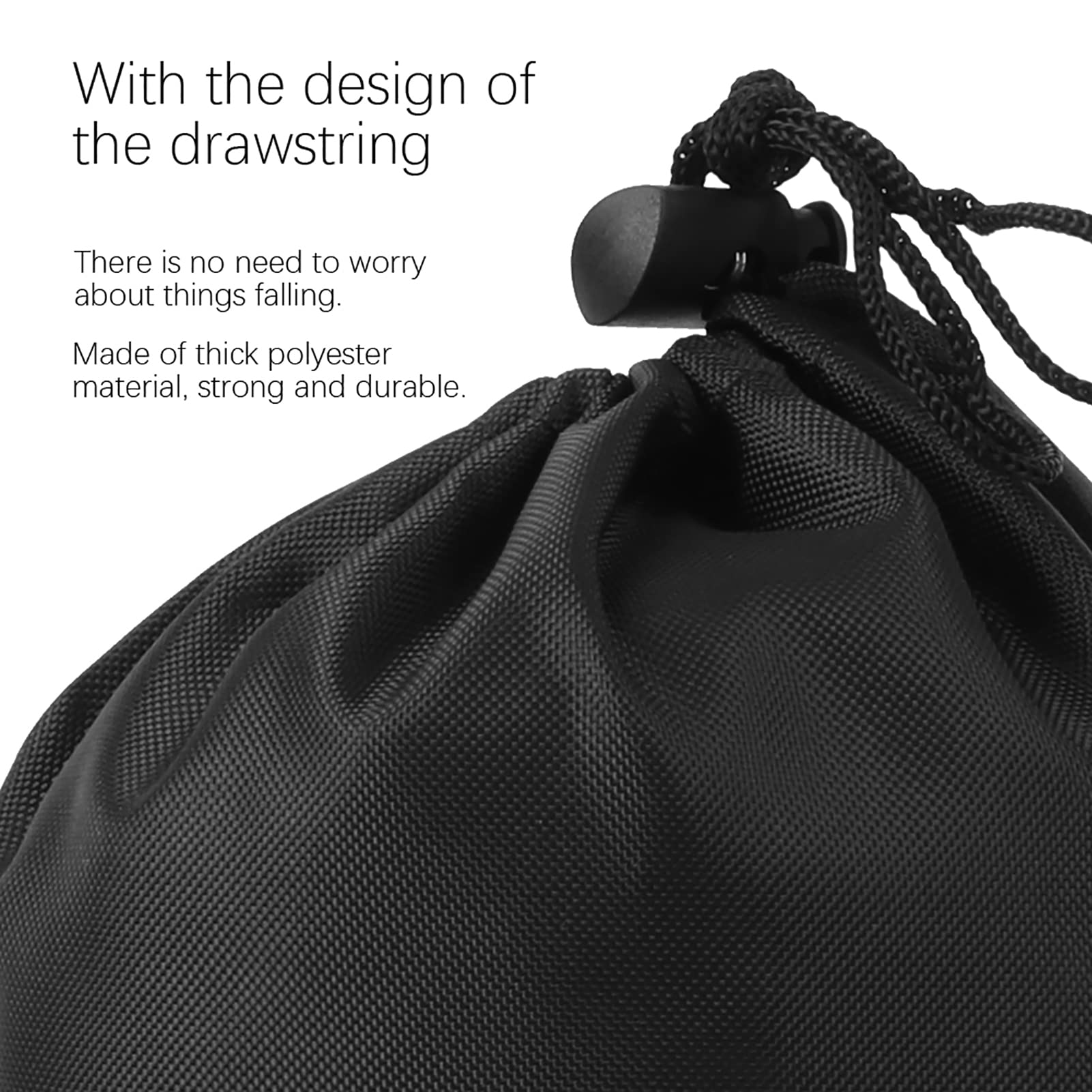 Yctze Bolsa de Cordón Impermeable Pequeña Bolsa de Transporte con Cordón Negro Bolsa de Poliéster Almacenamiento de Cuerda para Saltar Impermeable para Gimnasio Fitness Entrenamiento