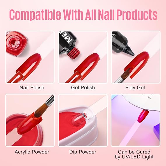 MEFA 100 Pcs Clear Nail Swatch Sticks with Ring and Number Tips، False Nail Sample Sticks for Nail Art Polish Color Practice عرض على شكل مروحة