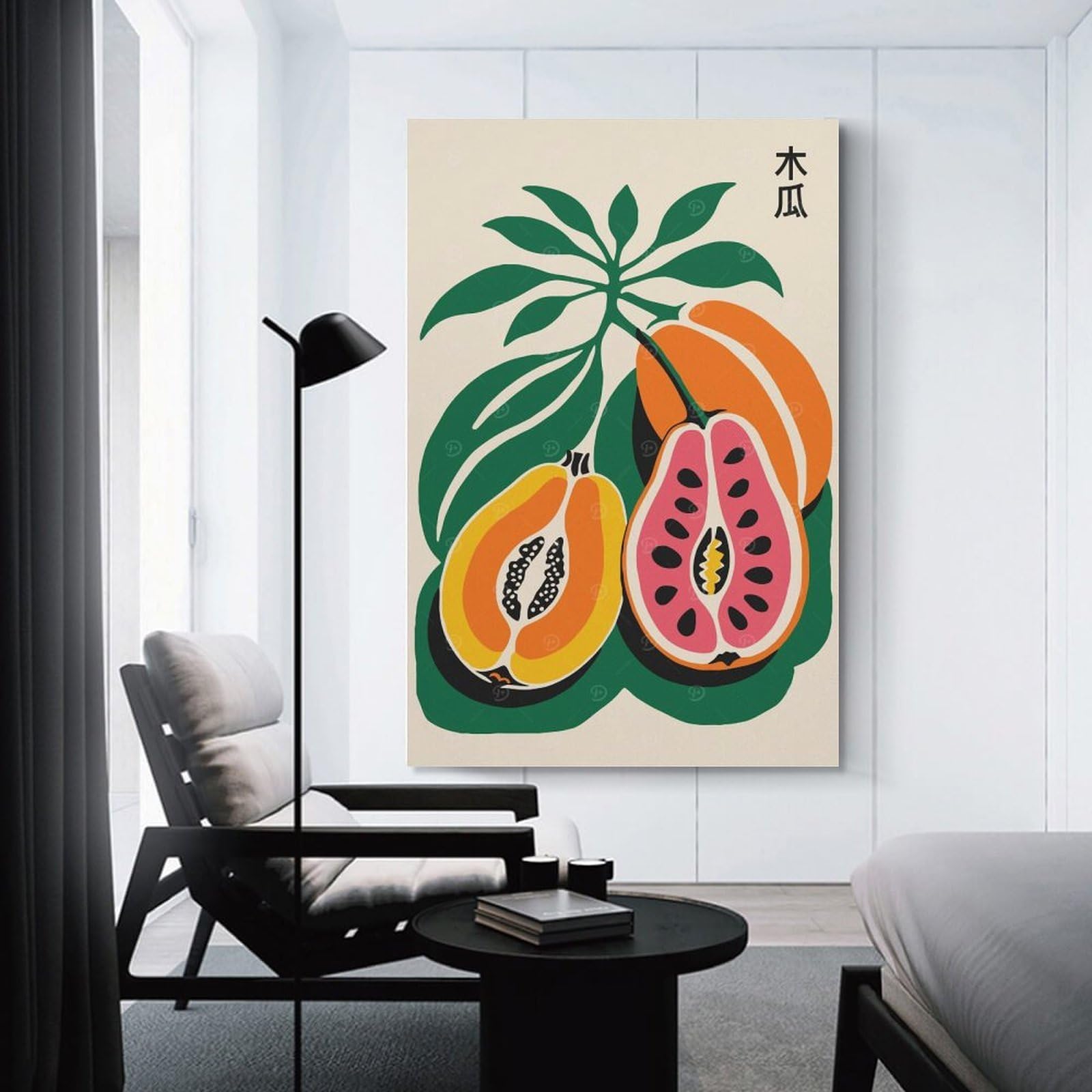Junmoney Decorative Canvas Print Papaya Tropical Fruit, 24x36inch(60x90cm), for Entrance Spaces, Stair Walls Or Halls, A Neat Decor Update for Hallways