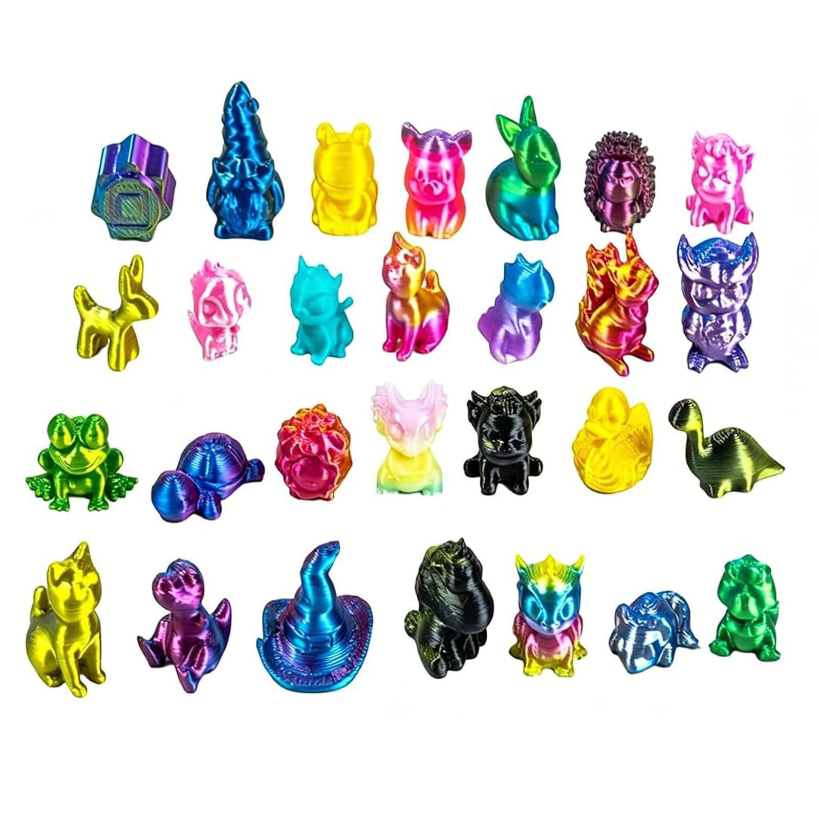 20pcs Static 3D Printed Animals Mini Figures, Assorted Styles Random Mini 3D Printed Fidget Toy, Cute Desk Decor for Home Office, Christmas Party, Gifts-image-3