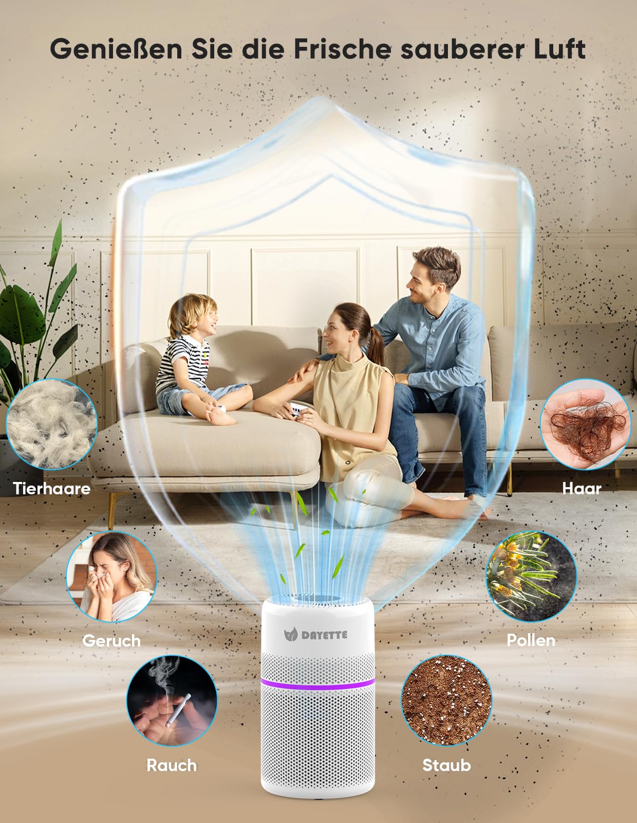 DAYETTE Purificateur d'air pour chambre à coucher et personnes souffrant