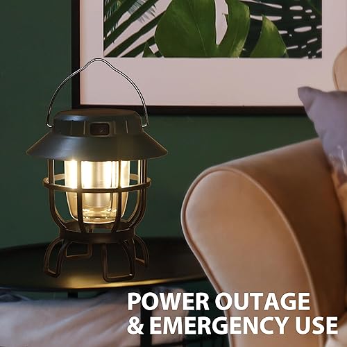 Miniatura 7 de TRIROCKS Juego de 2 faroles solares LED para campamento, regulables, recargable, IPX3, resistentes al agua, luces de emergencia portátiles para