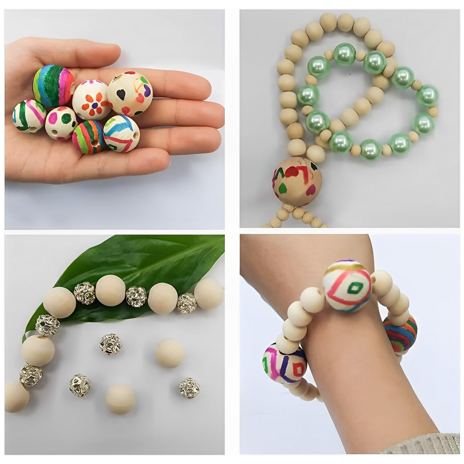 Perline Di Legno Naturali - 23 Pezzi Da 40mm, Foro 6-7mm, Per Artigianato Fai Da Te - Foto 9