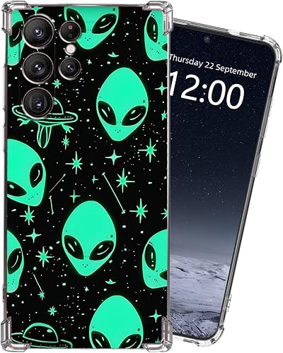 KUJKBFWJ for Samsung Galaxy S25 Ultra Clear Case with [Aliens], Non-Yellowing Cr