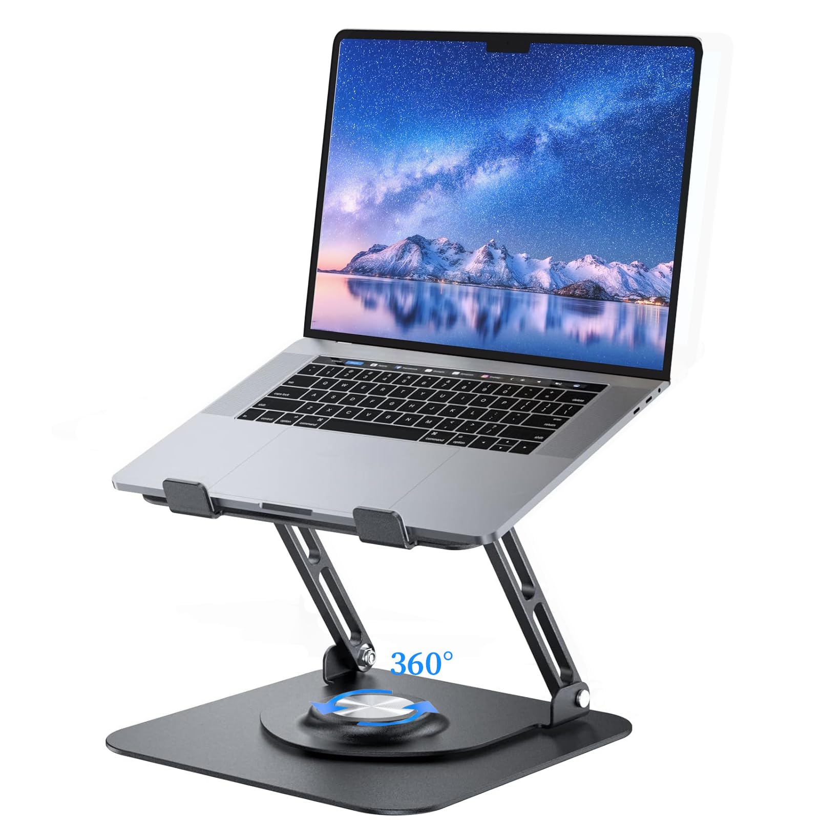TDOO Adjustable Laptop Stand With 360 Rotating Base, Ergonomic Laptop Riser For Desk, Portable Foldable Computer Stand Fit For All 10-17.3" MacBook, Pro/Air, Laptops