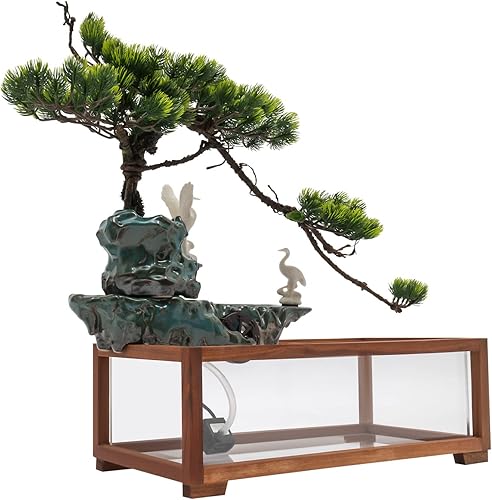 Miniatura 6 de Fuente de mesa con luz LED, pecera, fuente de mesa artificial de paisaje con bomba, atomizador, para decoración de interiores y exteriores, alivio