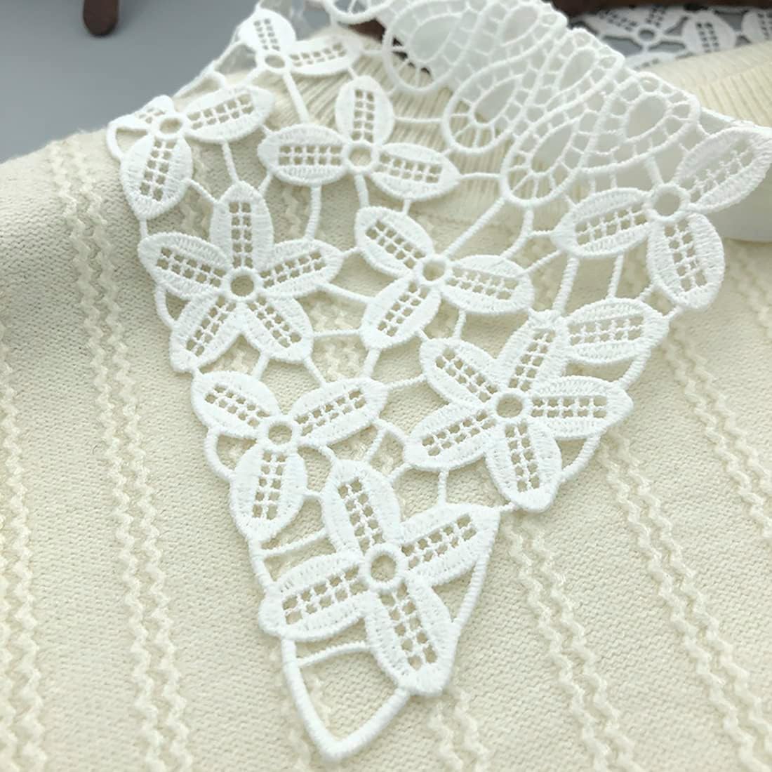 [JUNENTER] レディース 刺繍フラワーフェイクカラー 中空フェイクカラー 取り外し可能なディッキーブラウス フェイクハーフシ