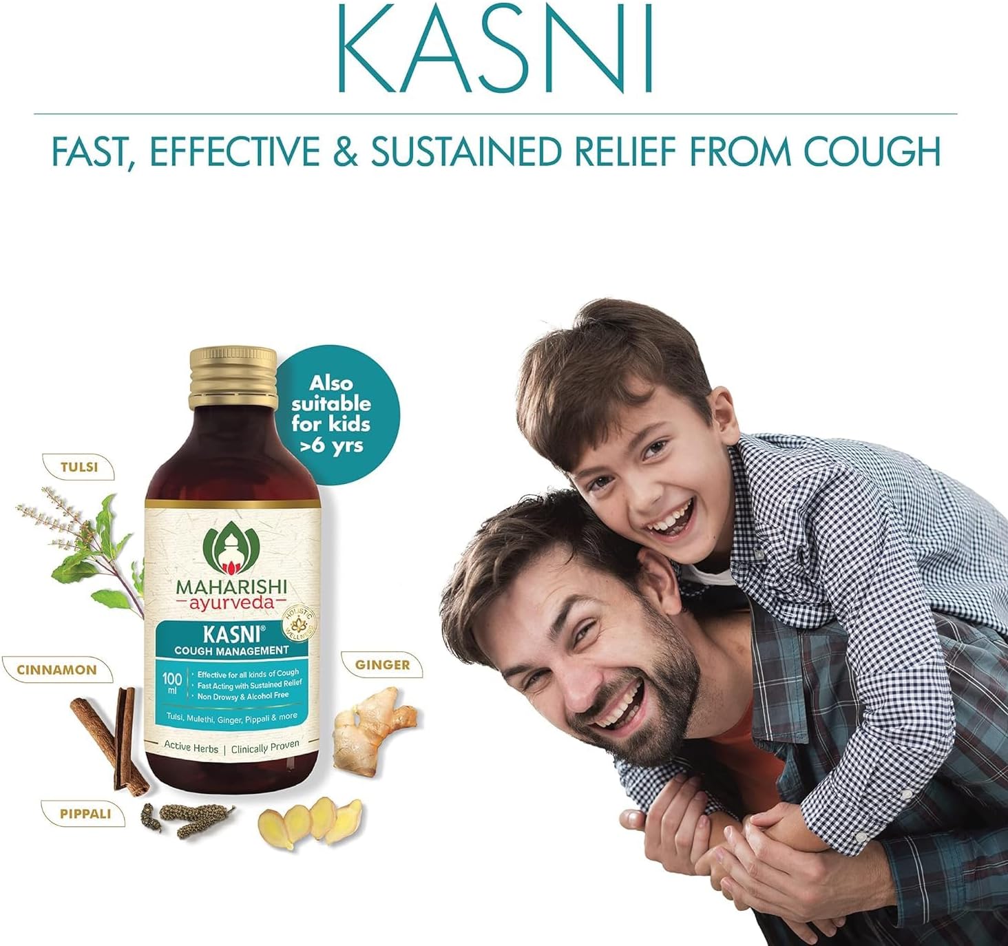 ATS Kasni Cough Syrup with Kanth Sudha | Ayurvedic Cough Syrup | Hot Sip Cough Relief Products for Kids Dry Cough Chronic Cough | Non-Drowsy | Non- Habit Forming| Non-Alcoholic | 100 ml | Pack of 3