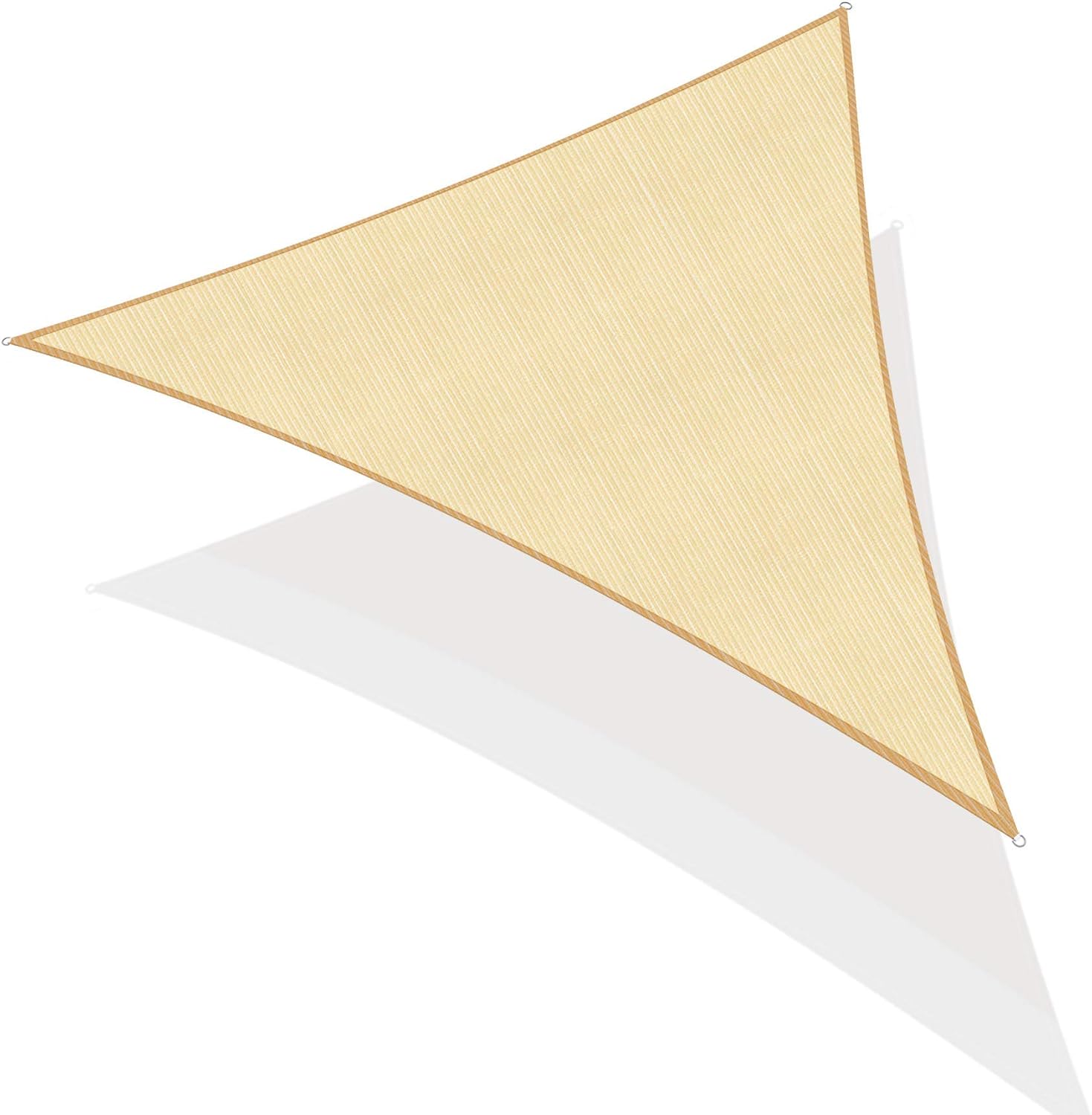Pamapic 16' x 16' x 16' Shade Sails Triangle Sun Shade Sail Canopy for Patio Garden, Outdoor, Restaurant, Backyard (Beige)