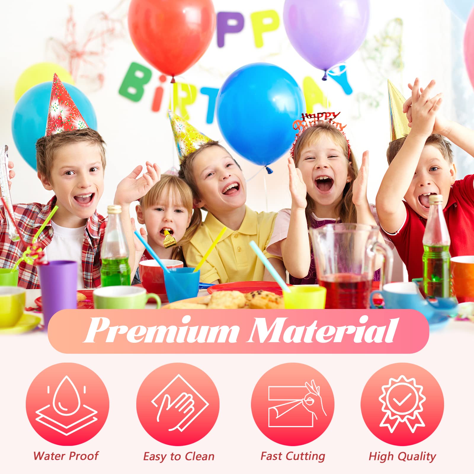 Mantel desechable de plástico, rollo de mesa, de 54 x 120 pies, rollo de plástico con cortador fácil de deslizar, manteles de plástico para fiestas desechables (cuadros rojos)