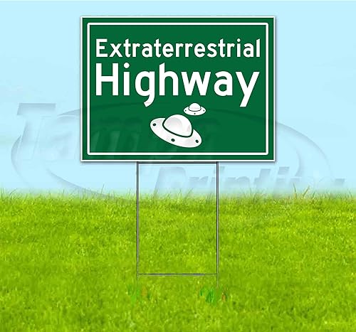 Miniatura 1 de Señal de carretera extraterrestre (18.0 x 24.0in), descuentos por cantidad, varios paquetes, incluye estaca de metal, bandido, nuevo, publicidad,
