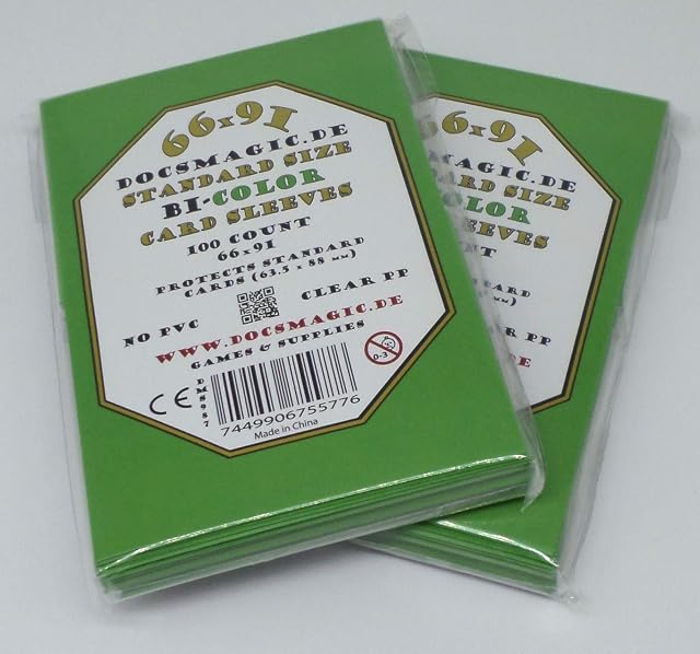 docsmagic.de 200 Premium Bi-Color Card Sleeves Mat Light Green/Black Standard Size 66 x 91 Fundas Verde Claro…