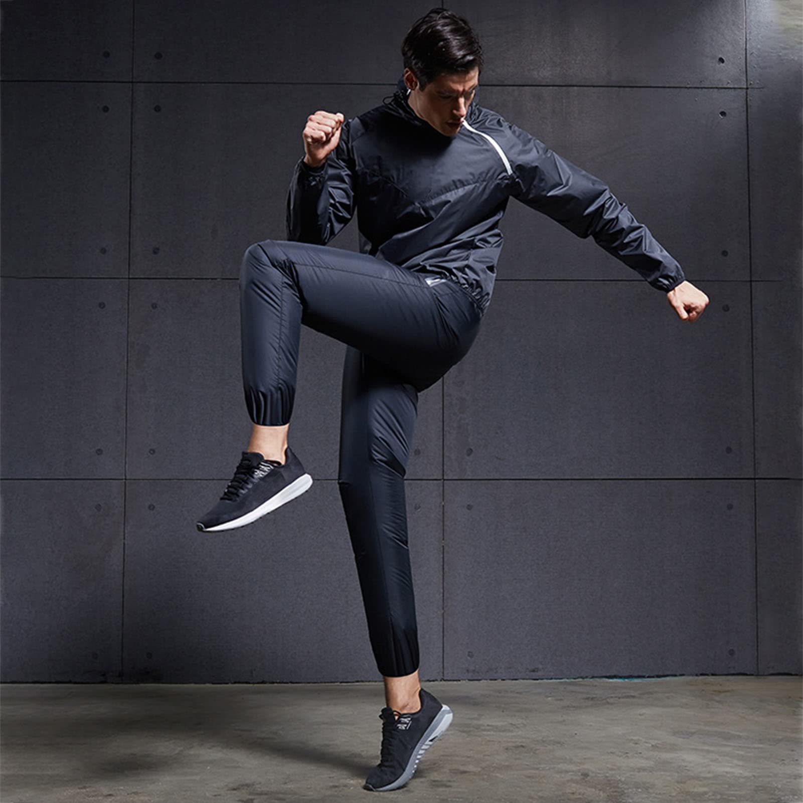 Schwitzanzug Zum Abnehmen, Trainingsanzug Sauna Suit Set Saunajacke Herren Schwitzjacke Trainingsjacke Sportshirt Abnehmen Fitness Trainingsshirt Für Die Fettverbrennung