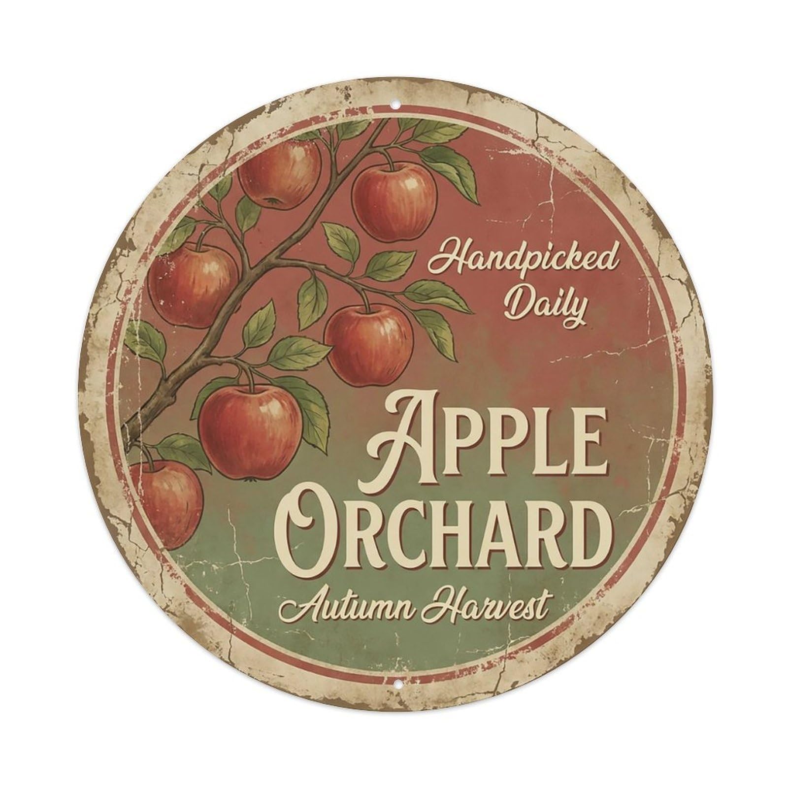 Cxhjca 8X8inch(20X20cm) Vintage Cottagecore Garden Apple Tree Orchard Fruit Metal Tin Sign