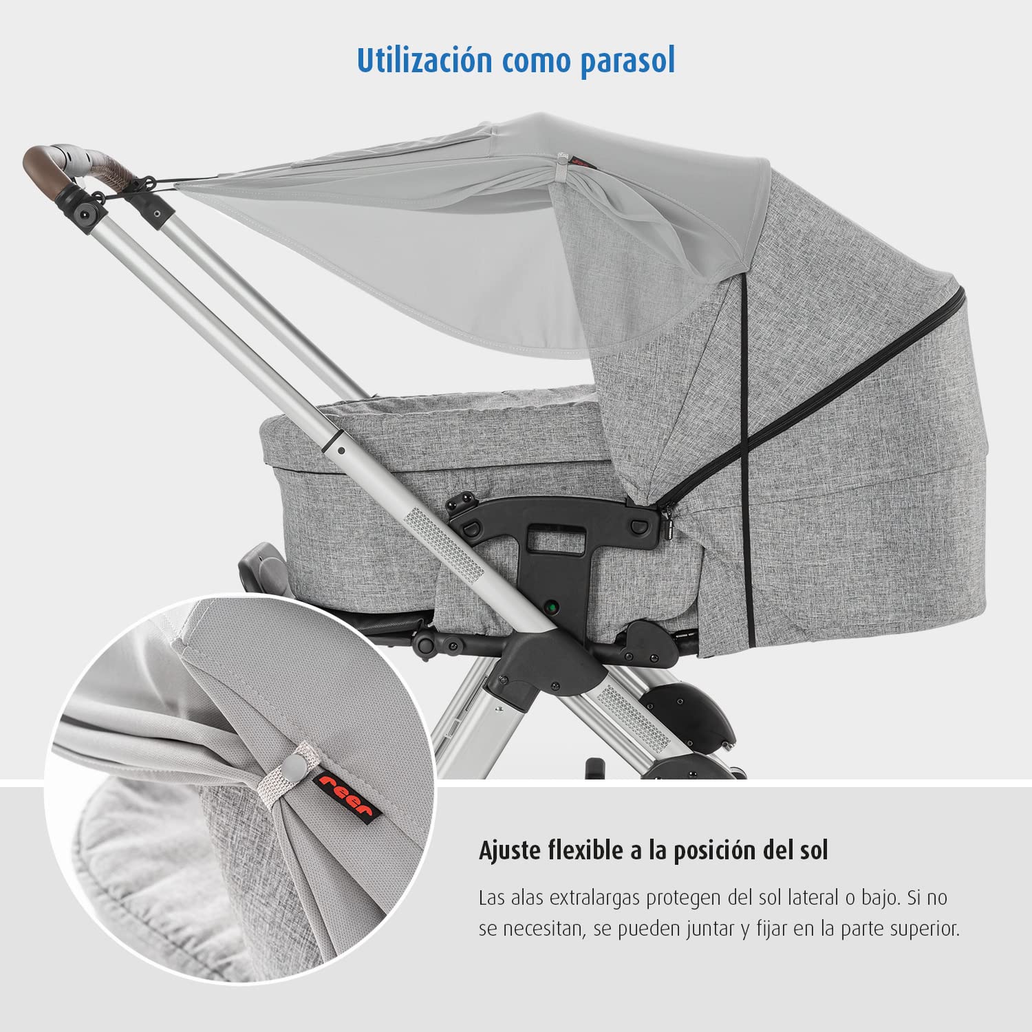reer ShineSafe - Toldo y paño para cochecito de bebé, color gris