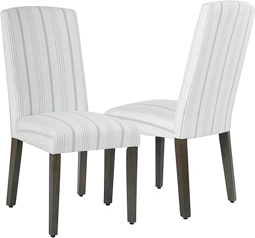 HomePop Parsons - Sillas de comedor clásicas, paquete de 2, rayas grises paloma